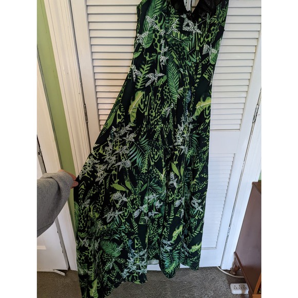 NWT Foxiedox x Anthropologie Green Multicolor Ruffle Maxi Dress - Picture 3 of 8